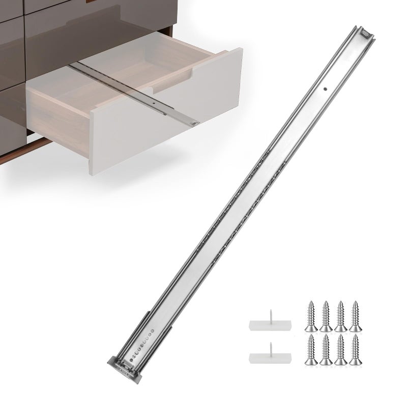 homdiy 1 Pcs Center Mount Drawer Slides for Cabinet and Dresser 14 Inch Heavy Duty Bottom Mount Drawer Rails 3/4 Extension Glide Track - Image 1